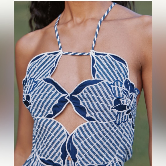 Anthropologie Celandine Hibiscus Cutwork Cotton Midi Dress - Picture 3 of 3